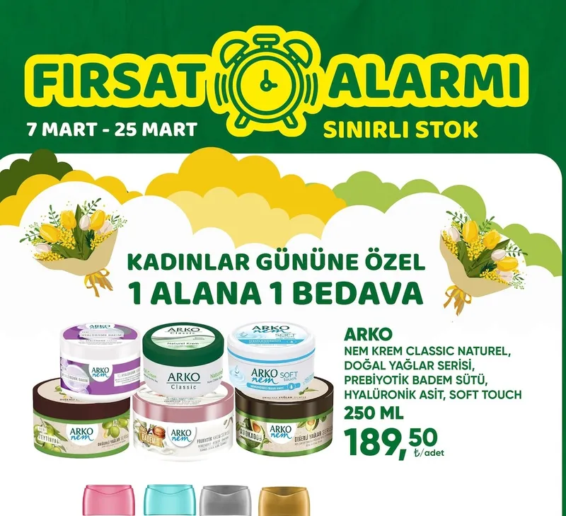Arko Nem Krem Classic Naturel, Doğal Yağlar Serisi, Prebiyotik Badem Sütü, Hyalüronik Asit, Soft Touch 250 Ml