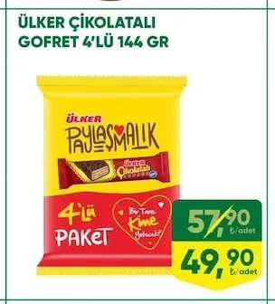 Ülker Çikolatalı Gofret 4'Lü 144 Gr