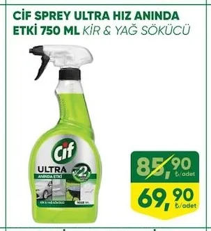 Cif Sprey Ultra Hız Anında Etki 750 Ml Kir & Yağ Sökücü