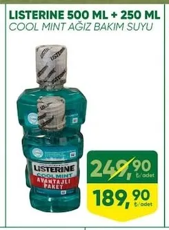 Listerine 500 Ml + 250 Ml Cool Mint Ağiz Bakim Suyu
