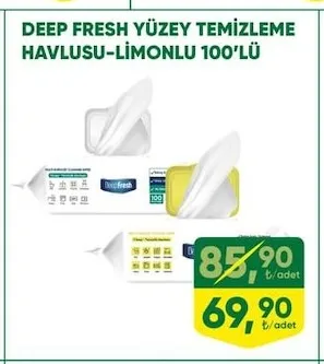 Deep Fresh Yüzey Temizleme Havlusu-Limonlu 100'Lü