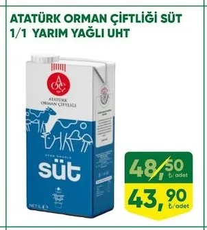 Atatürk Orman Çiftliği Süt 1/1 Yarım Yağlı Uht