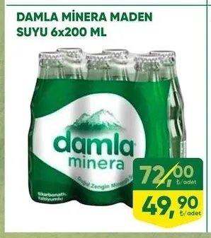 Damla Minera Maden Suyu 6X200 Ml