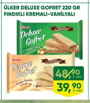 Ülker Deluxe Gofret 220 Gr Fındıklı Kremalı-Vanilyalı