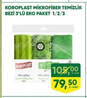 Koroplast Mikrofiber Temizlik Bezi 3'Lü Eko Paket 1/2/3