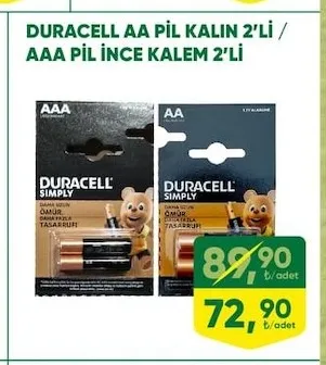 Duracell Aa Pil Kalin 2'Li / Aaa Pil Ince Kalem 2'Li
