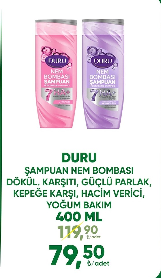 Duru Şampuan Nem Bombası Dökül. Karşıtı, Güçlü Parlak, Kepeğe Karşı, Hacim Verici, Yoğum Bakım 400 Ml