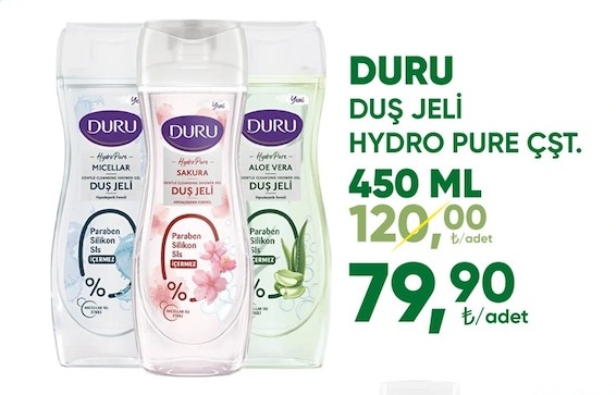 Duru Hydro Pure Çeşitleri Duş Jeli 450 Ml