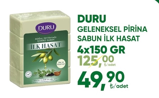 Duru Geleneksel Pirina Sabun İlk Hasat 4X150 Gr