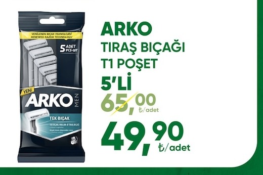 Arko Men Tıraş Bıçağı T1 Poşet 5'Li