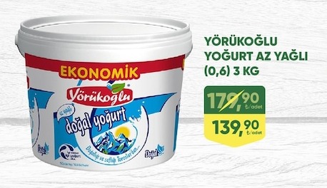 Yörükoğlu Yoğurt Az Yağlı 3Kg