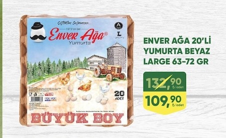 Enver Ağa 20'Li Yumurta Beyaz Large 63-72 Gr
