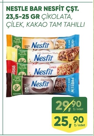 Nestle Bar Nesfit Çşt. Çikolata, Çilek, Kakao Tam Tahıllı 23,5-25 Gr