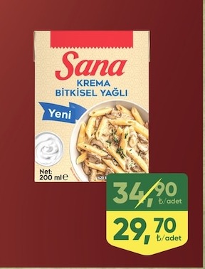 Sana Krema Bitkisel Yağlı Yeni 200 Ml