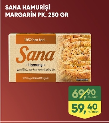 Sana Hamur Işi Margarin Pk. 250 Gr