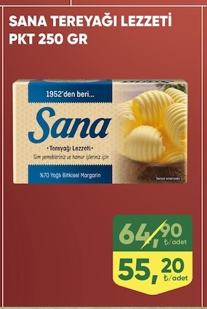 Sana Tereyağı Lezzeti Pkt 250 Gr