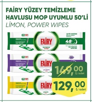 Fairy Yüzey Temizleme Havlusu Mop Uyumlu 50'Li Limon, Power Wipes