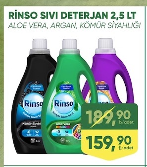 Rinso Sıvı Deterjan 2.5 Lt Aloe Vera, Argan, Kömür Siyahlığı Deterjan