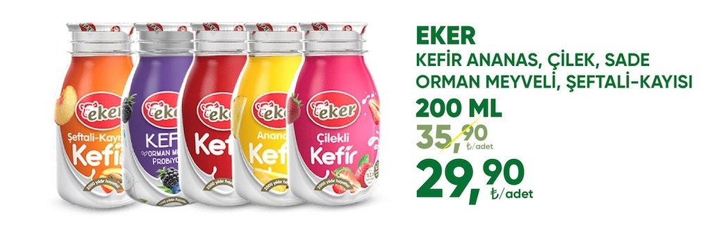 Eker Kefir Ananas, Çilek, Sade Orman Meyveli, Şeftali-Kayısı 200 Ml