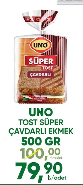 Uno Tost Süper Çavdarlı Ekmek 500 Gr
