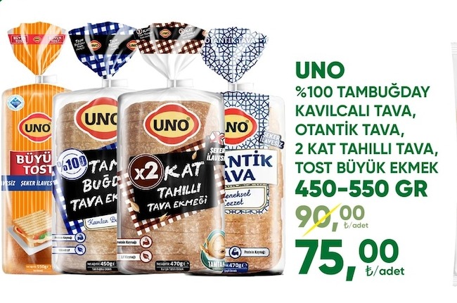 Uno %100 Tambuğday Kavilcali Tava, Otantik Tava, 2 Kat Tahilli Tava, Tost Büyük Ekmek 450-550Gr