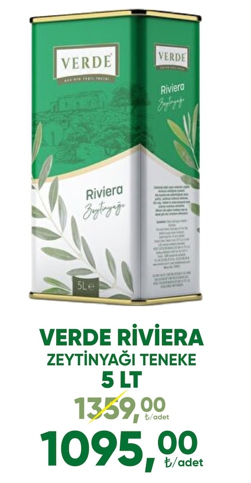 Verde Riviera Zeytinyağı 5 Lt