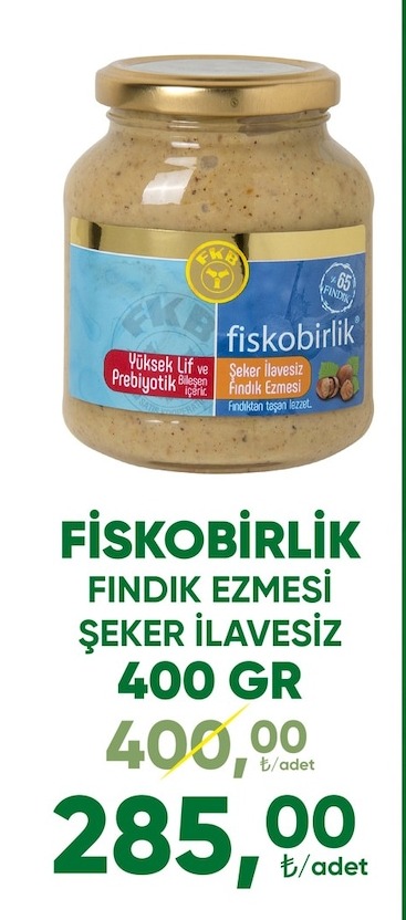 Fiskobirlik Findik Ezmesi Seker Ilavesiz 400 Gr