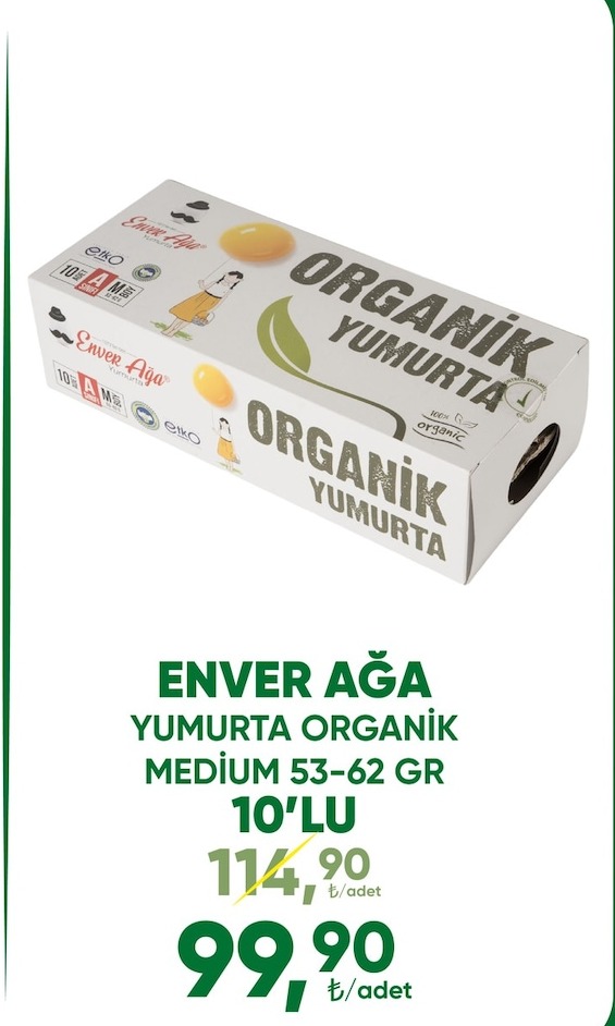 Enver Ağam Yumurta Organik Medium 53-62 Gr 10'Lu