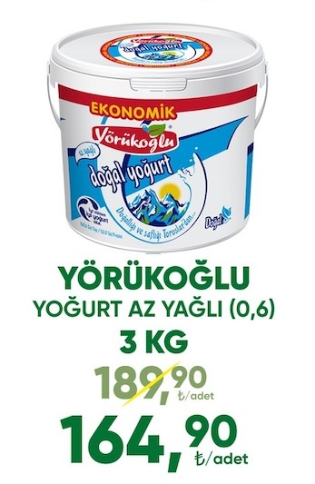 Yörükoğlu Yoğurt Az Yağlı (0,6) 3 Kg
