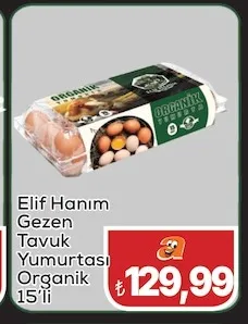 Elif Hanım Gezen Tavuk Yumurtası Organik 15'Li