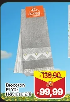 Biocoton El Yüz Havlusu 2'Li