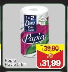 Papia Havlu 1=2'Li