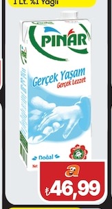 Pınar Gerçek Yaşam Süt 1 Lt