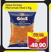 Göze Kırmızı Mercimek İthal 1 Kg.