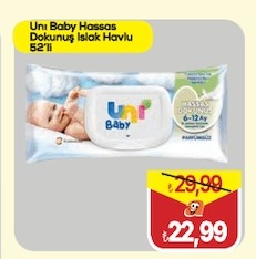 Unı Baby Hassas Dokunuş Islak Havlu 52'Li