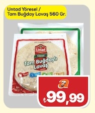 Untad Yöresel / Tam Buğday Lavaş 560Gr