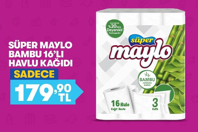 Süper Maylo Bambu 16'Lı Havlu Kağıdı