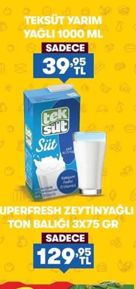 Tek Süt Yarim Yagli Sut 1000 Ml