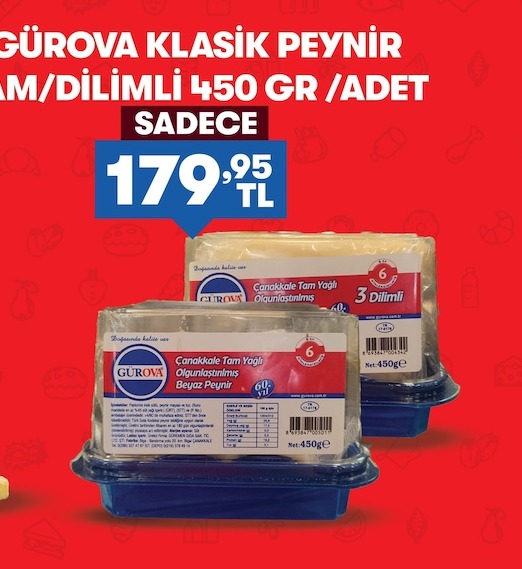 Gurova Klasik Peynir Cam/Dilimli 450 Gr /Adet
