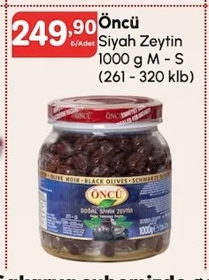 Öncü Siyah Zeytin 1000 G M - S (261 - 320 Klb)