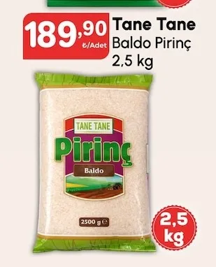 Tane Tane Baldo Pirinç 2.5 Kg