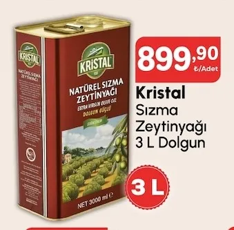 Kristal Sızma Zeytinyağı 3 L Dolgun