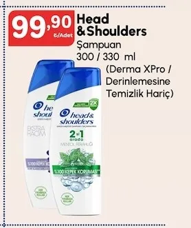 Head & Shoulders Şampuan 300 / 330 Ml (Derma Xpro / Derinlemesine Temizlik Hariç)