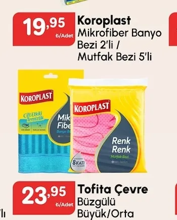 Koroplast Mikrofiber Banyo Bezi 2'Li / Mutfak Bezi 5'Li