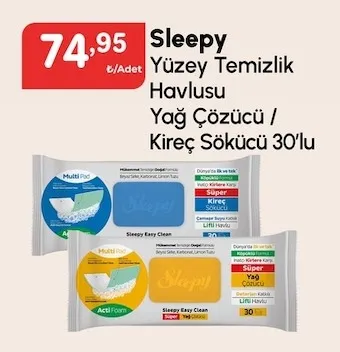 Sleepy Yüzey Temizlik Havlusu Yağ Çözücü / Kireç Sökücü 30'Lu