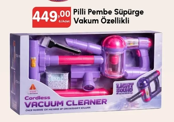 Pilli Pembe Süpürge Vakum Özellikli