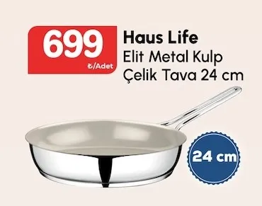 Haus Life Elit Metal Kulp Çelik Tava 24 Cm