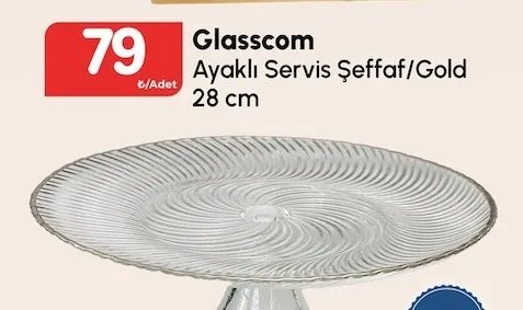 Glasscom Ayaklı Servis Şeffaf/Gold 28 Cm