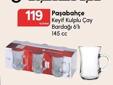 Paşabahçe Keyif Kulplu Çay Bardağı 6'Lı 145 Cc
