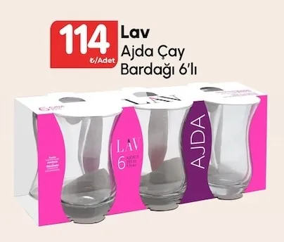 Lav Ajda Çay Bardağı 6'Lı